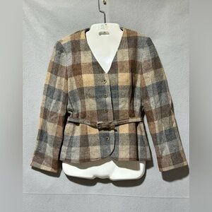Country Suburbans vintage wool belted plaid blazer size 8